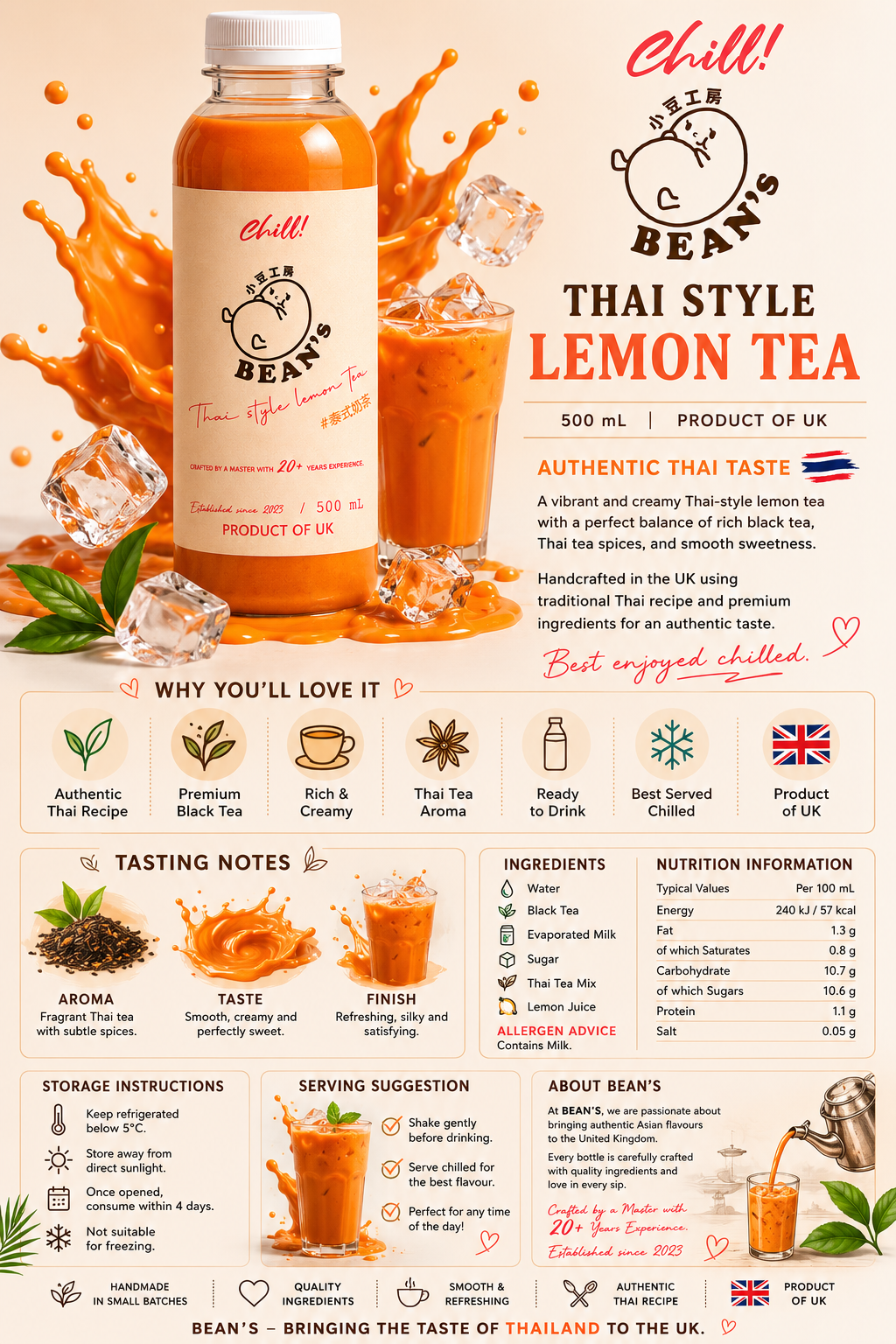 Bean's Thai Style Milk Tea 500ml