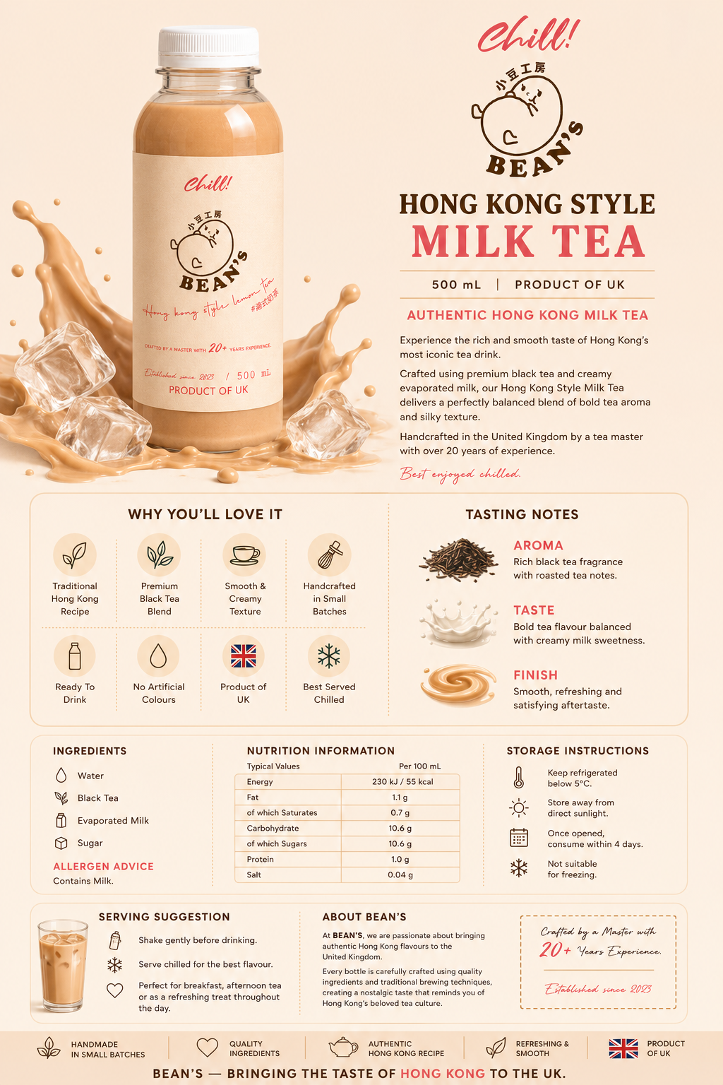 Bean's HK Style Milk Tea 500ml